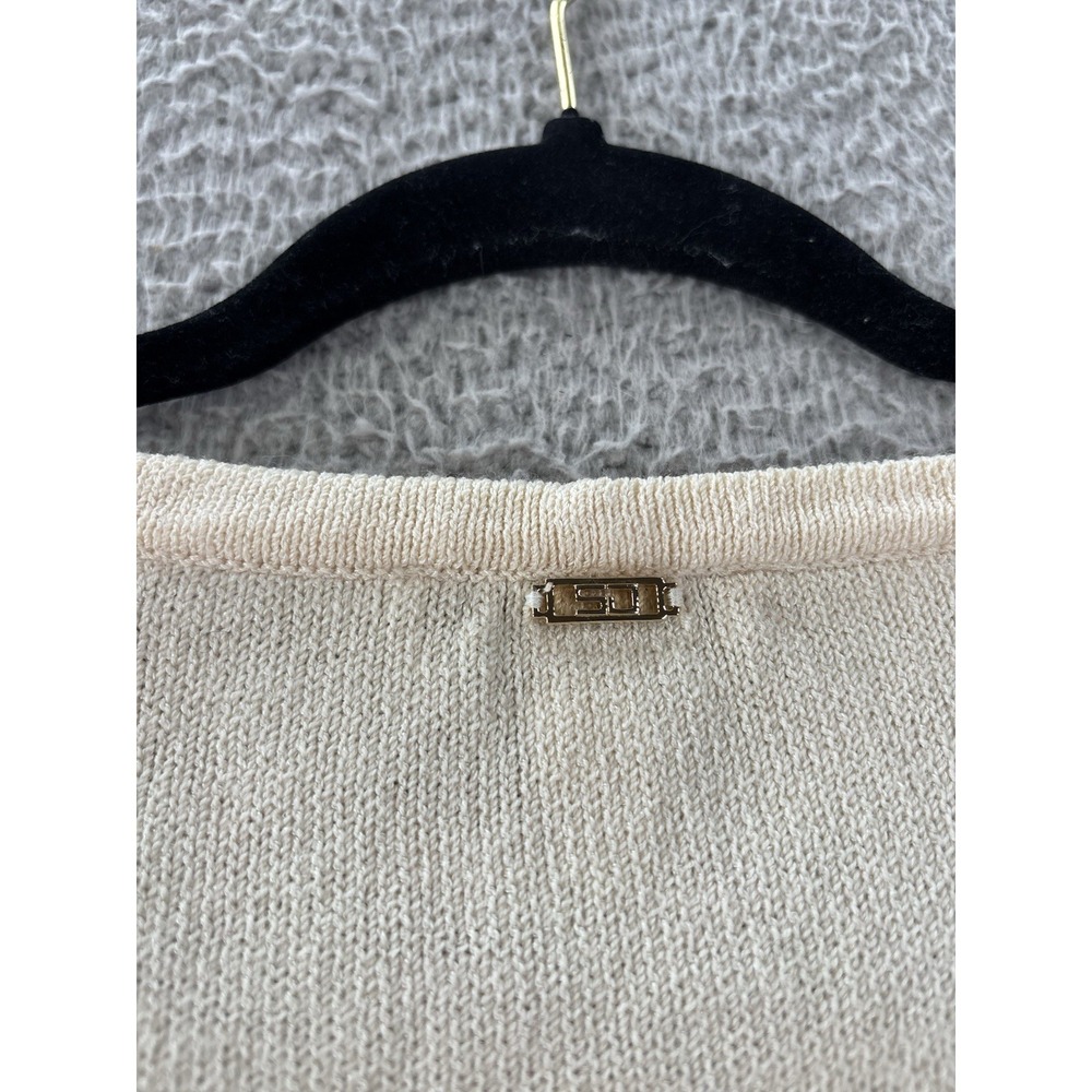 St John Sport Santana Knit Cardigan Sweater Womens Large Contrast Full Zip - Picture 12 of 13